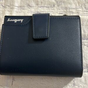 BAELLERRY WOMEN’S NAVY BLUE WITH BROWN MESH SLOTS ID AND CREDIT CARDS WALLET